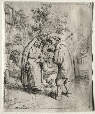Homem conversando com uma mulher. de Adriaen Jansz. van Ostade