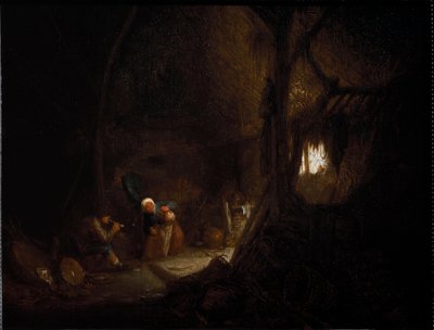 Família camponesa em um celeiro (óleo sobre tela de Adriaen Jansz. van Ostade