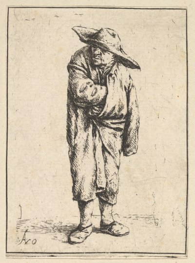 Camponês embrulhado em sua capa, 1610-85. de Adriaen Jansz. van Ostade