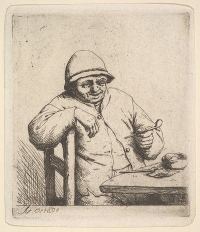 Camponês com um cano, 1640-80. de Adriaen Jansz. van Ostade