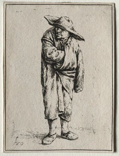 Camponês com a mão na capa. de Adriaen Jansz. van Ostade