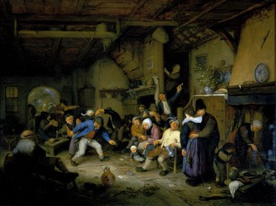 Camponeses a dançar numa taberna de Adriaen Jansz. van Ostade
