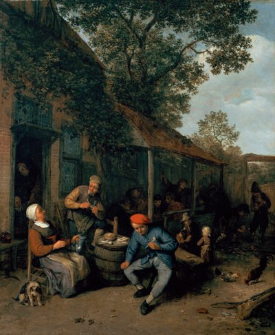 Camponeses fumando e festejando fora de uma taberna, 1676 de Adriaen Jansz. van Ostade
