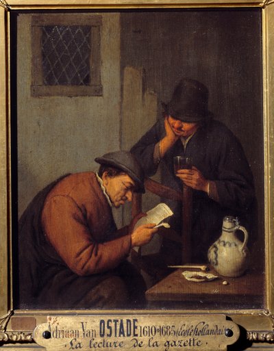 Leitura da Gazeta Pintura de Adrien Van Ostade (1610-1685) de Adriaen Jansz. van Ostade