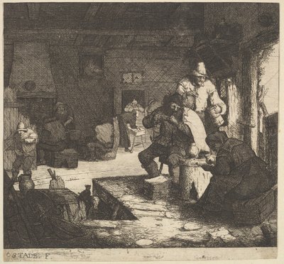 Fumantes na pousada, 1610-85. de Adriaen Jansz. van Ostade