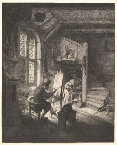 O pintor em seu estúdio, ca. 1667 de Adriaen Jansz. van Ostade