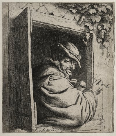 O fumante na janela. de Adriaen Jansz. van Ostade