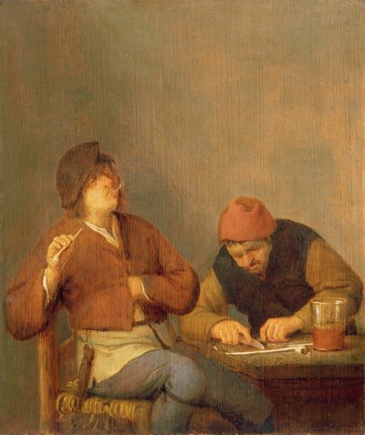 Dois fumantes em um interior, 1643 de Adriaen Jansz. van Ostade