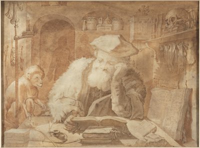 O Dr. Faust na sua sala de estudo de Adriaen Matham