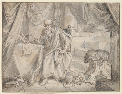 Estudo para «O homem de óculos fala» de Adriaen Pietersz van de Venne