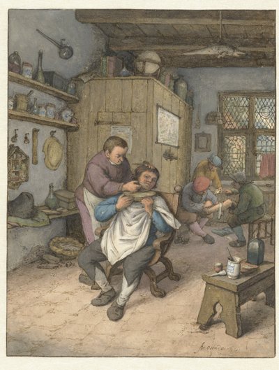 Uma barbearia
Barbearia de Adriaen van Ostade