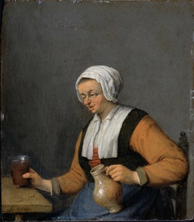 Uma mulher com um jarro de cerveja de Adriaen van Ostade
