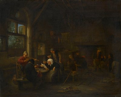Uma cena nocturna numa taberna, com um violinista de Adriaen van Ostade