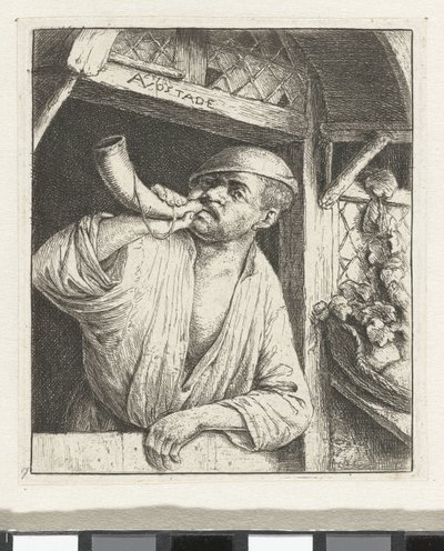 Padeiro toca uma buzina de Adriaen van Ostade