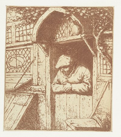 Agricultor encostado à porta inferior
O agricultor na porta da casa de Adriaen van Ostade