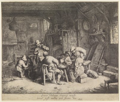 Camponeses a comer numa estalagem de Adriaen van Ostade