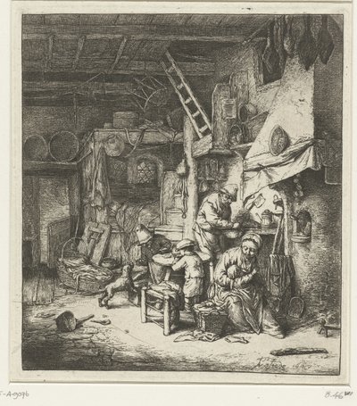 Família de agricultor no interior A casa de Adriaen van Ostade