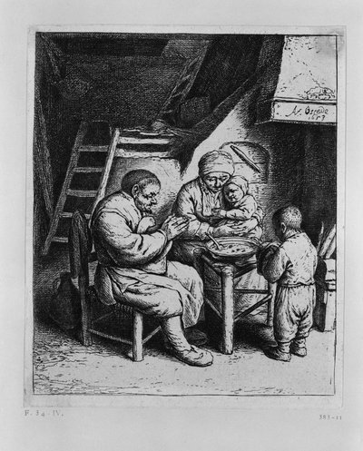 A oração antes da refeição de Adriaen van Ostade