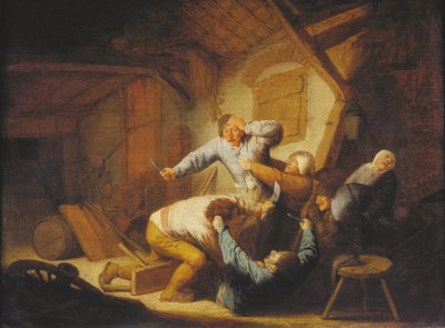 Holandês: Camponeses a lutar numa estalagem de Adriaen van Ostade