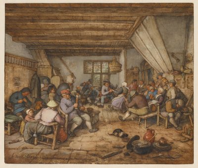 Agricultores a festejar numa estalagem de Adriaen van Ostade