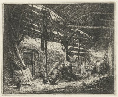 Interior de um celeiro de feno
O celeiro de feno de Adriaen van Ostade