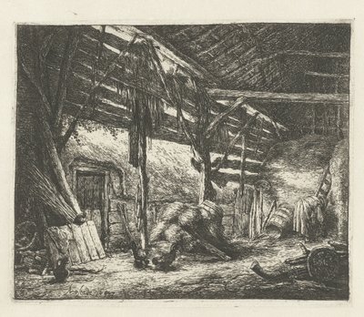 Interior de um celeiro de feno
O celeiro de Adriaen van Ostade
