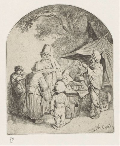Quack vende os seus produtos de Adriaen van Ostade