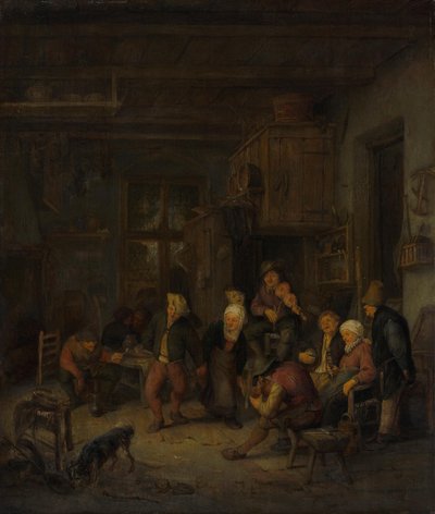 Uma divertida sociedade camponesa de Adriaen van Ostade