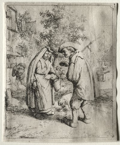 Homem conversando com uma mulher de Adriaen van Ostade