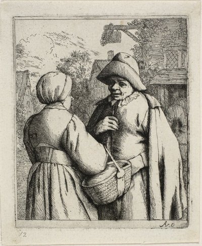 Homem e mulher conversando de Adriaen van Ostade