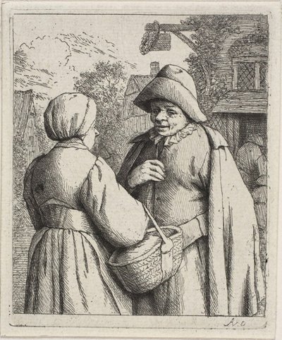 Homem e mulher conversando de Adriaen van Ostade