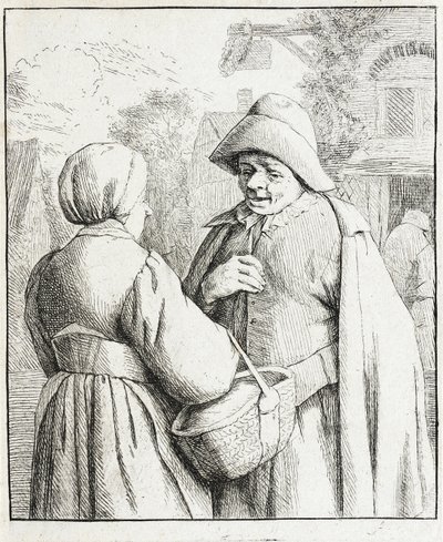 Homem e mulher em conversa de Adriaen van Ostade