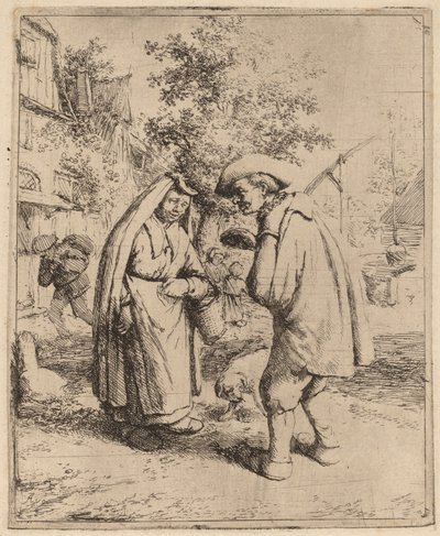 Homem e mulher conversando de Adriaen van Ostade