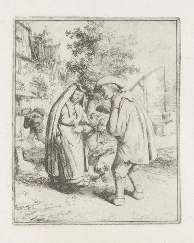 Homem e mulher em conversa de Adriaen van Ostade