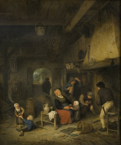Família de camponeses numa estalagem de Adriaen van Ostade