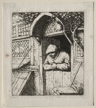 Camponês encostado em sua porta de Adriaen van Ostade