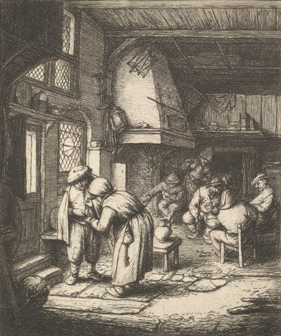 Camponês pagando sua conta, 1610-85. de Adriaen van Ostade