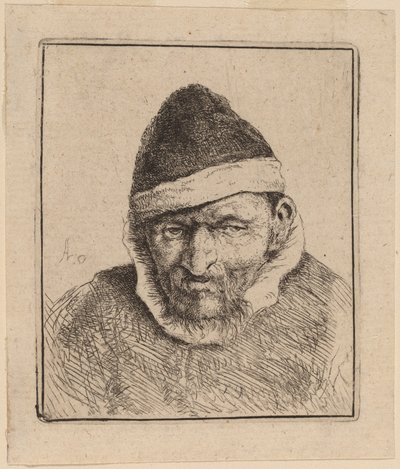 Camponês vestindo um boné pontudo de Adriaen van Ostade