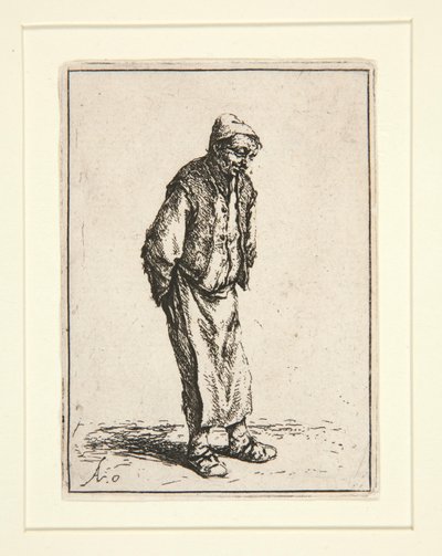 Camponês com as mãos atrás das costas de Adriaen van Ostade