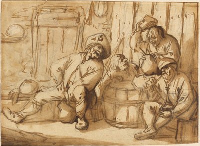 Camponeses a beber numa taberna de Adriaen van Ostade