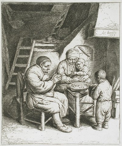 A oração antes da refeição de Adriaen van Ostade