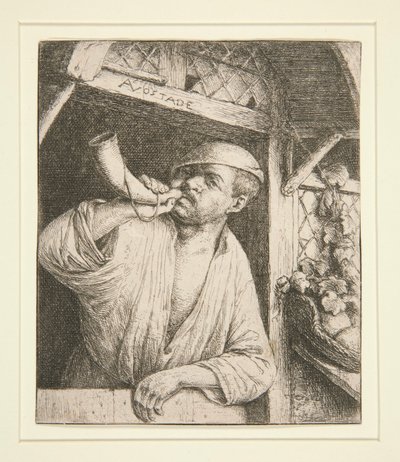 O padeiro tocando sua trompa de Adriaen van Ostade