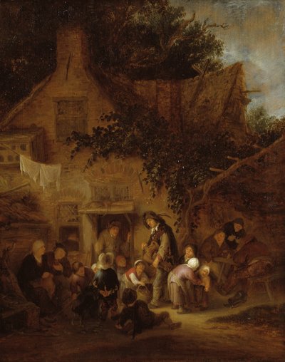 O Moedor de Órgãos Fora de uma Casa de Campo de Adriaen van Ostade