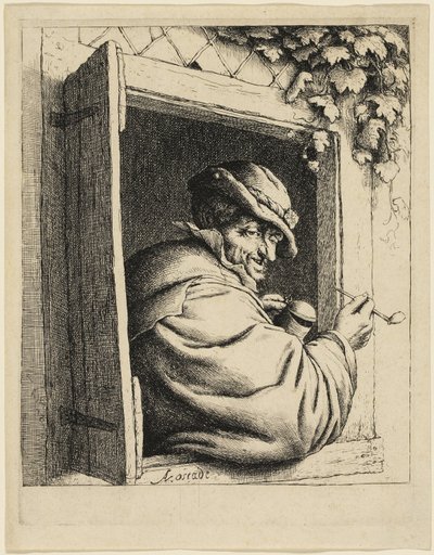 O fumante na janela de Adriaen van Ostade