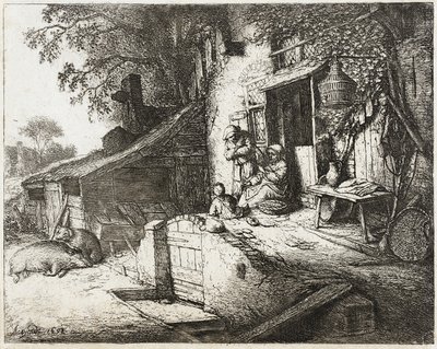 A mulher que fia de Adriaen van Ostade