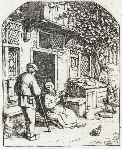 A mulher a enrolar num carreto de Adriaen van Ostade
