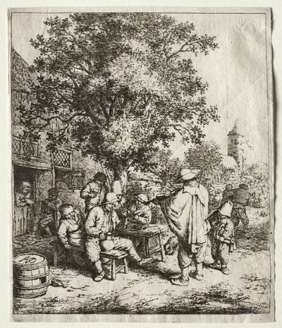 O violinista e o menino da viela de roda de Adriaen van Ostade