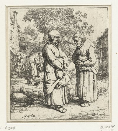 Duas velhas conversando de Adriaen van Ostade