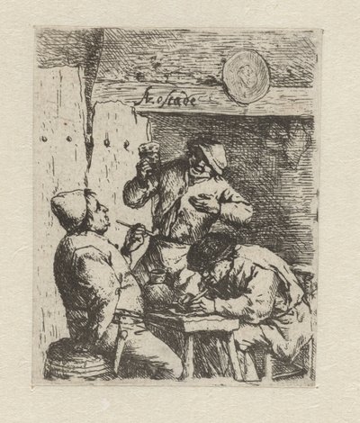 Dois fumantes e bebedores na pousada os fumantes de Adriaen van Ostade