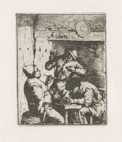 Dois fumantes e bebedores na pousada de Adriaen van Ostade